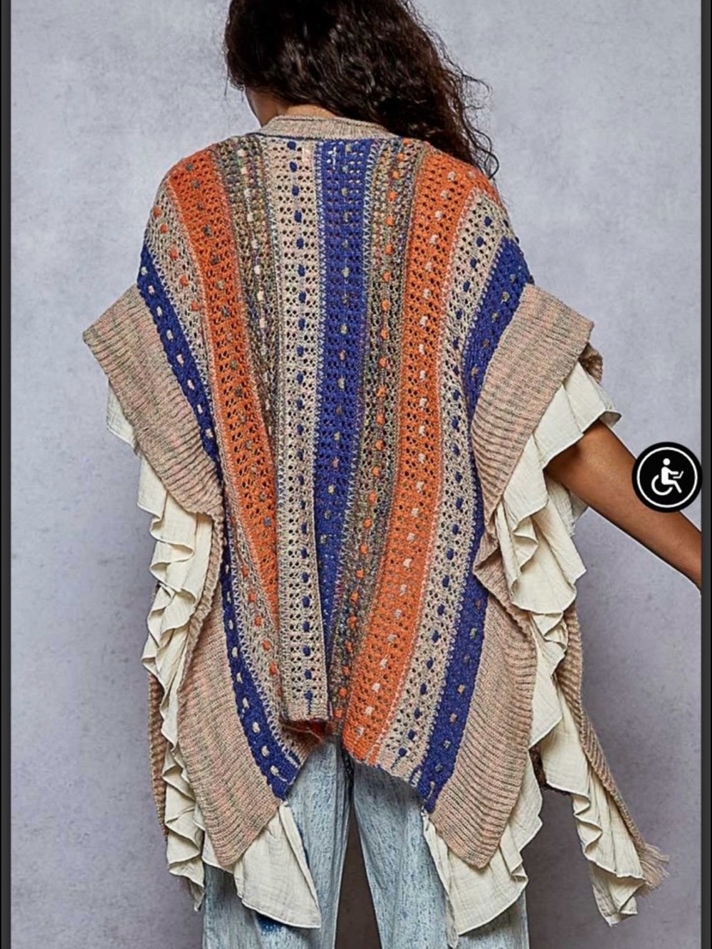 POL Fringe Knit Cardi/Poncho - Picture 3 of 4